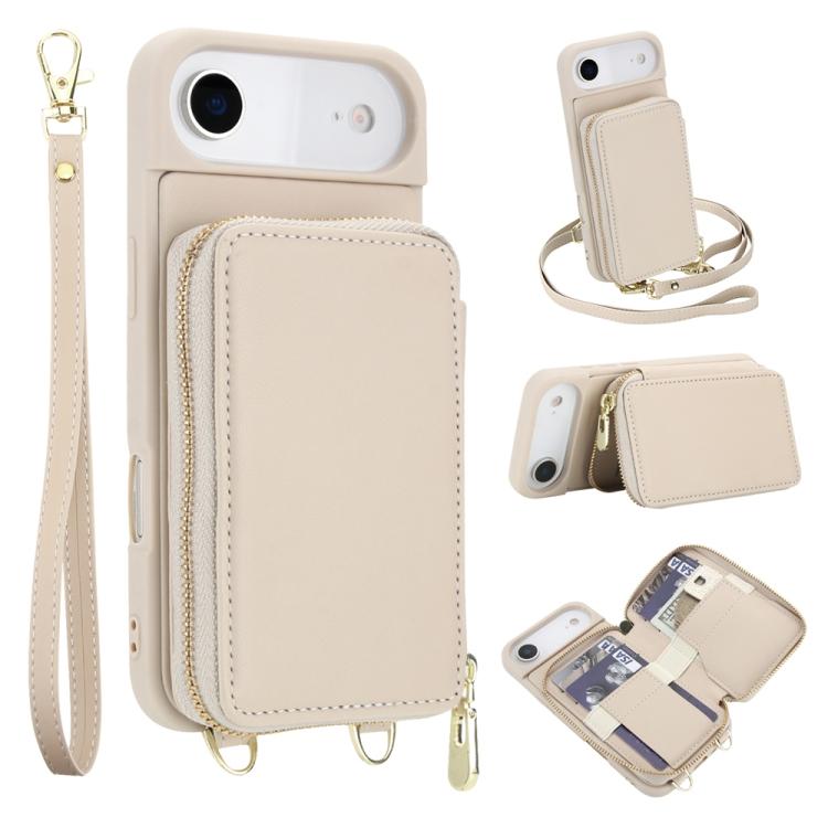 Capa para telemóvel com bolsa para cartões RFID com fecho de correr e tira transversal, Para iPhone 17 Pro Max, Para iPhone 17 Pro, Para iPhone Air, Para iPhone 15 Pro Max, Para iPhone 15 Pro, Para iPhone 15 Plus / 14 Plus
