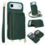 Capa para telemóvel com bolsa para cartões RFID com fecho de correr e tira transversal, Para iPhone 17 Pro Max, Para iPhone 17 Pro, Para iPhone Air, Para iPhone 15 Pro Max, Para iPhone 15 Pro, Para iPhone 15 Plus / 14 Plus