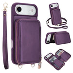 Capa para telemóvel com bolsa para cartões RFID com fecho de correr e tira transversal, Para iPhone 17 Pro Max, Para iPhone 17 Pro, Para iPhone Air, Para iPhone 15 Pro Max, Para iPhone 15 Pro, Para iPhone 15 Plus / 14 Plus