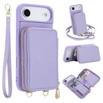 Capa para telemóvel com bolsa para cartões RFID com fecho de correr e tira transversal, Para iPhone 17 Pro Max, Para iPhone 17 Pro, Para iPhone Air, Para iPhone 15 Pro Max, Para iPhone 15 Pro, Para iPhone 15 Plus / 14 Plus