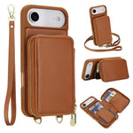 Capa para telemóvel com bolsa para cartões RFID com fecho de correr e tira transversal, Para iPhone 17 Pro Max, Para iPhone 17 Pro, Para iPhone Air, Para iPhone 15 Pro Max, Para iPhone 15 Pro, Para iPhone 15 Plus / 14 Plus