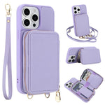 Capa para telemóvel com bolsa para cartões RFID com fecho de correr e tira transversal, Para iPhone 17 Pro Max, Para iPhone 17 Pro, Para iPhone Air, Para iPhone 15 Pro Max, Para iPhone 15 Pro, Para iPhone 15 Plus / 14 Plus