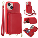 Capa para telemóvel com bolsa para cartões RFID com fecho de correr e tira transversal, Para iPhone 17 Pro Max, Para iPhone 17 Pro, Para iPhone Air, Para iPhone 15 Pro Max, Para iPhone 15 Pro, Para iPhone 15 Plus / 14 Plus