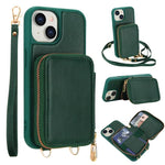 Capa para telemóvel com bolsa para cartões RFID com fecho de correr e tira transversal, Para iPhone 17 Pro Max, Para iPhone 17 Pro, Para iPhone Air, Para iPhone 15 Pro Max, Para iPhone 15 Pro, Para iPhone 15 Plus / 14 Plus