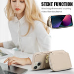 Capa para telemóvel com bolsa para cartões RFID com fecho de correr e tira transversal, Para iPhone 15, Para iPhone 14 / 13, Para iPhone 14 Pro, Para iPhone 14 Pro Max, Para iPhone 13 Pro Max, Para iPhone 13 Pro