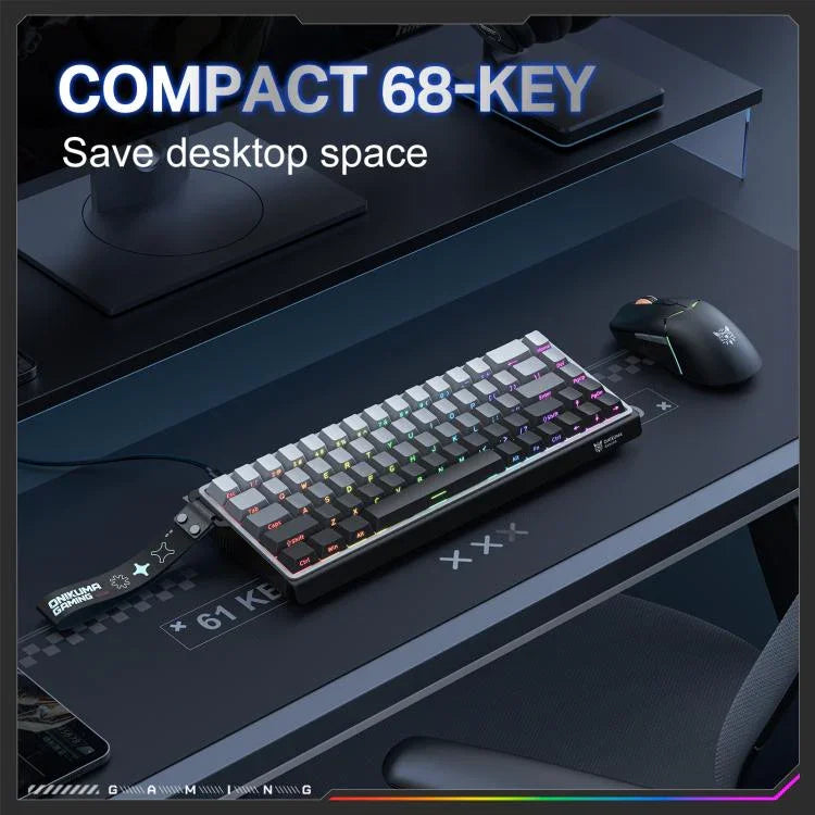ONIKUMA G69 Teclado com Eixo Magnético com Fio e Iluminação RGB, 68 Teclas