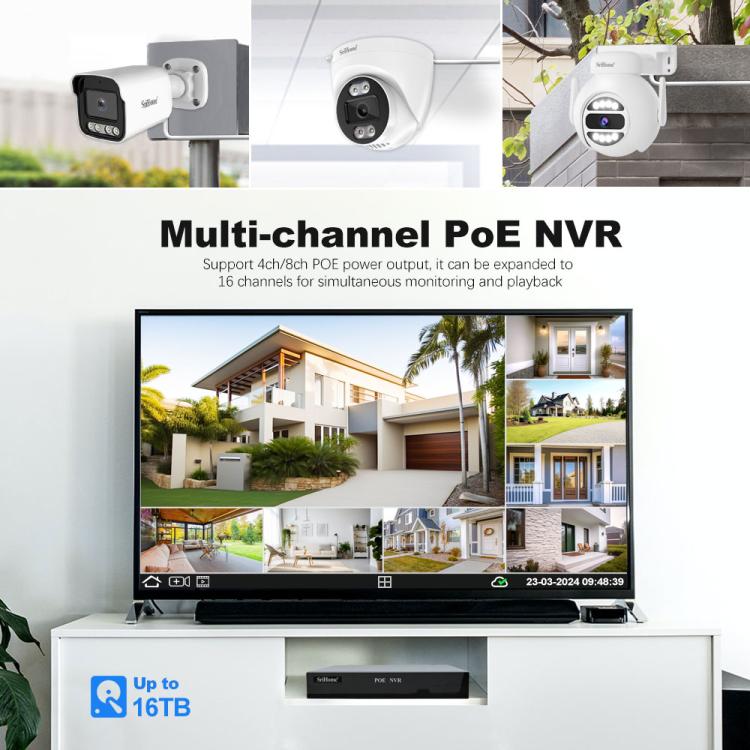 Kit Gravador de Vídeo em Rede com Câmara POE 4-Canais HD 5MP SriHome NVS005-POE065, 5MP 4-Canais