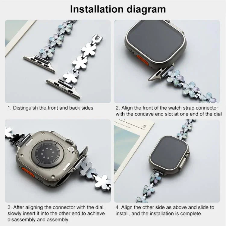Bracelete Metálica xDfind Sun Petal, Para Apple Watch 42 / 44 / 45 / 46 / 49mm, Para Apple Watch 38 / 40 / 41 / S10 42mm