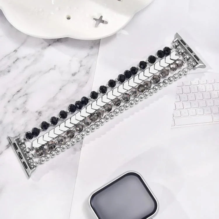 Bracelete Metálica xDfind Arrow com Contas de Cristal, Para Apple Watch 42 / 44 / 45 / 46 / 49mm, Para Apple Watch 38 / 40 / 41 / S10 42mm