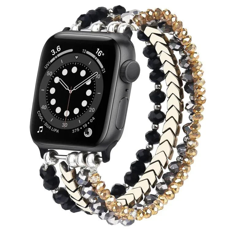 Bracelete Metálica xDfind Arrow com Contas de Cristal, Para Apple Watch 42 / 44 / 45 / 46 / 49mm, Para Apple Watch 38 / 40 / 41 / S10 42mm