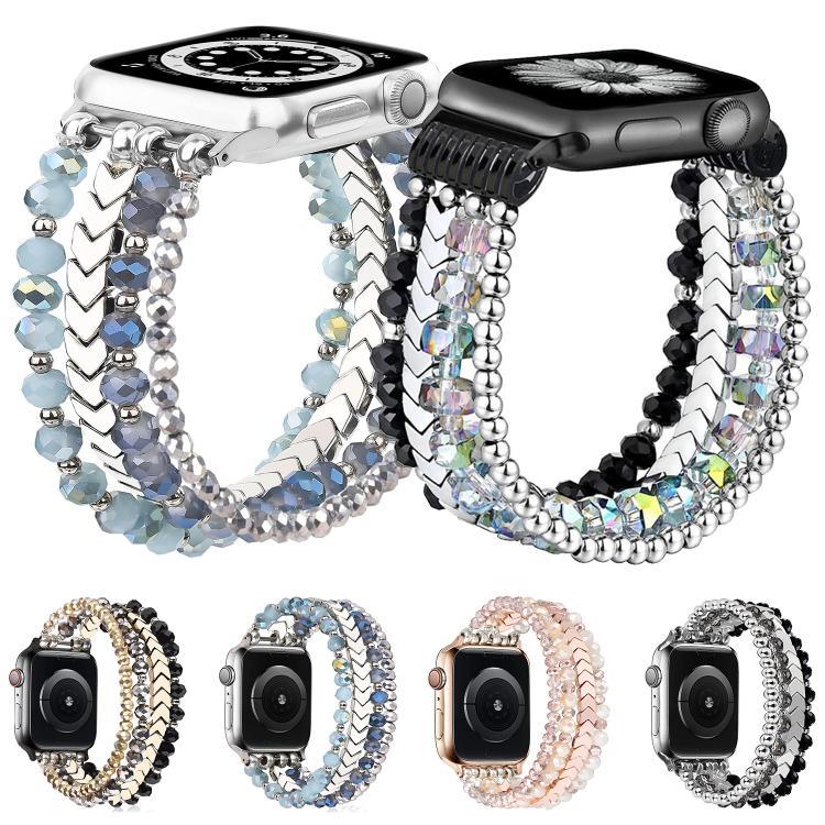 Bracelete Metálica xDfind Arrow com Contas de Cristal, Para Apple Watch 42 / 44 / 45 / 46 / 49mm, Para Apple Watch 38 / 40 / 41 / S10 42mm