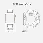 GTS8 relógio inteligente fitness com ecrã AMOLED de 1,95 polegadas, suporta monitorização da frequência cardíaca