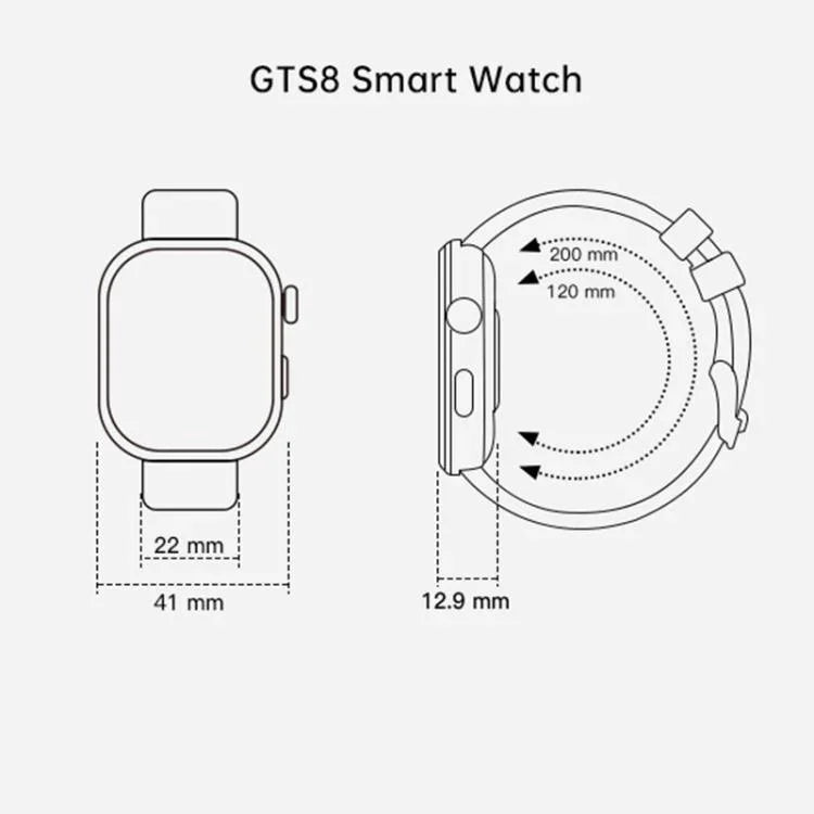 GTS8 relógio inteligente fitness com ecrã AMOLED de 1,95 polegadas, suporta monitorização da frequência cardíaca