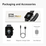 GTS8 relógio inteligente fitness com ecrã AMOLED de 1,95 polegadas, suporta monitorização da frequência cardíaca