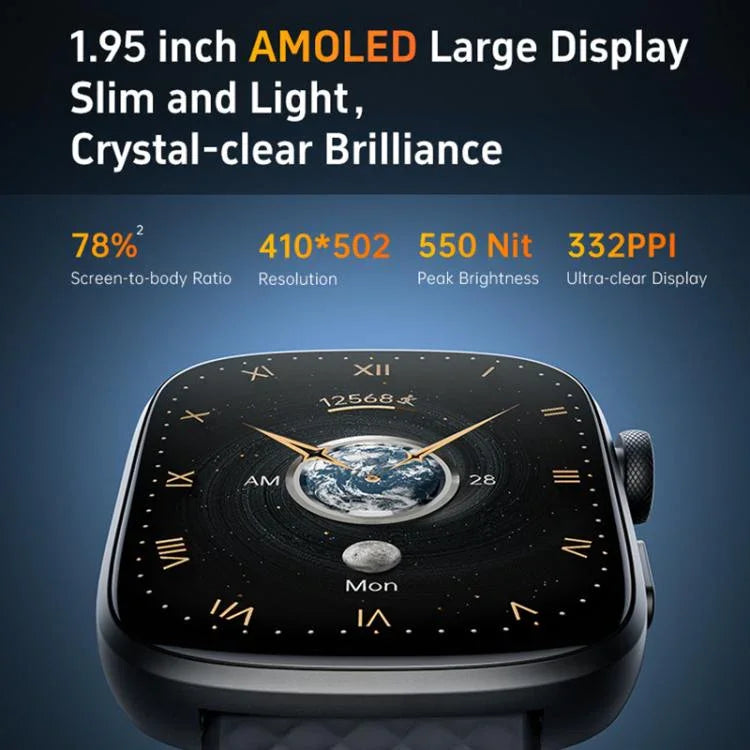 GTS8 relógio inteligente fitness com ecrã AMOLED de 1,95 polegadas, suporta monitorização da frequência cardíaca