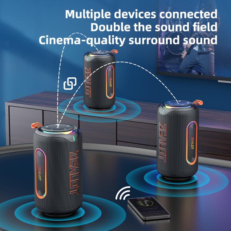 Zealot MP1 Coluna Bluetooth RGB Portátil 60W para Exterior