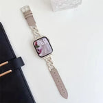 Bracelete xDfind Híbrida em Metal e Couro com Corrente de Ganga, Para Apple Watch 42 / 44 / 45 / 46 / 49mm, Para Apple Watch 38 / 40 / 41 / S10 42mm