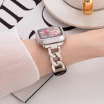 Bracelete xDfind Híbrida em Metal e Couro com Corrente de Ganga, Para Apple Watch 42 / 44 / 45 / 46 / 49mm, Para Apple Watch 38 / 40 / 41 / S10 42mm