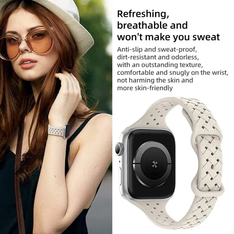 Bracelete xDfind em Silicone Trançado com Fivela Borboleta, Para Apple Watch 42 / 44 / 45 / 46 / 49mm, Para Apple Watch 38 / 40 / 41 / S10 42mm