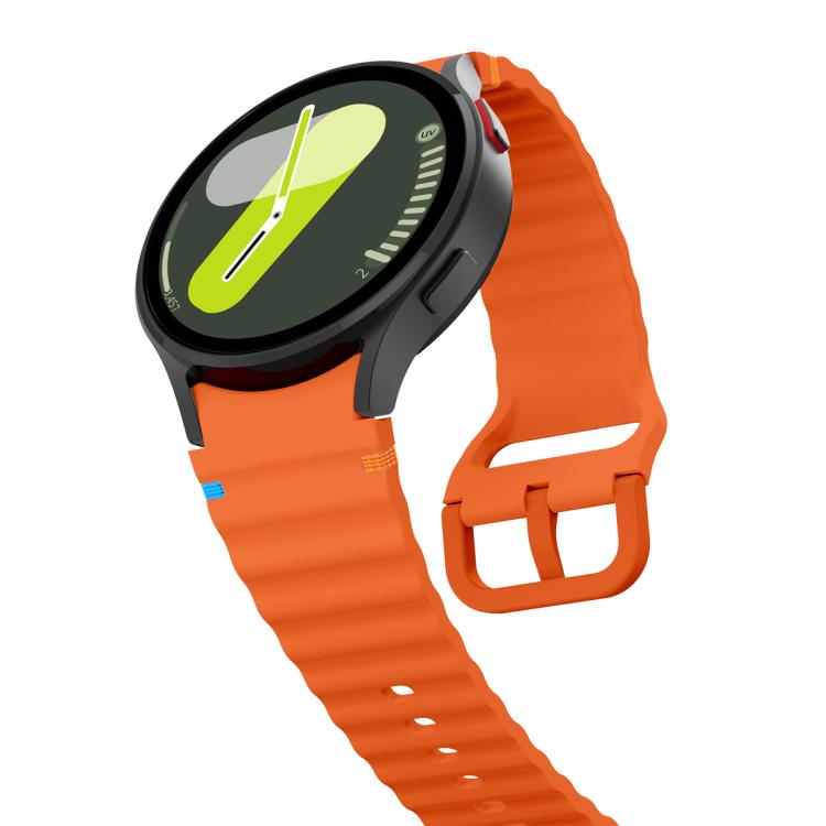 Pulseira de Relógio de Silicone com Costura Ondulada e Filme Curvo 3D, Para Samsung Galaxy Watch FE 40mm, Para Samsung Galaxy Watch7 44mm, Para Samsung Galaxy Watch7 40mm, Para Samsung Galaxy Watch6 Classic 47mm