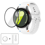 Pulseira de Relógio de Silicone com Costura Ondulada e Filme Curvo 3D, Para Samsung Galaxy Watch FE 40mm, Para Samsung Galaxy Watch7 44mm, Para Samsung Galaxy Watch7 40mm, Para Samsung Galaxy Watch6 Classic 47mm