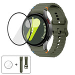Pulseira de Silicone com Costura Ondulada e Filme Curvo 3D, Para Samsung Galaxy Watch5 Pro 45mm, Para Samsung Galaxy Watch5 40mm, Para Samsung Galaxy Watch4 44mm, Para Samsung Galaxy Watch4 40mm
