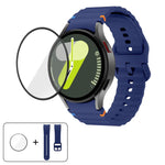 Pulseira de Silicone com Costura Ondulada e Filme Curvo 3D, Para Samsung Galaxy Watch4 Classic 46mm, Para Samsung Galaxy Watch4 Classic 42mm, Para Samsung Galaxy Watch5 Active 40mm, Para Samsung Galaxy Watch5 Active 44mm