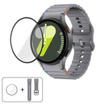 Pulseira de Silicone com Costura Ondulada e Filme Curvo 3D, Para Samsung Galaxy Watch4 Classic 46mm, Para Samsung Galaxy Watch4 Classic 42mm, Para Samsung Galaxy Watch5 Active 40mm, Para Samsung Galaxy Watch5 Active 44mm