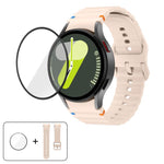 Pulseira de Silicone com Costura Ondulada e Filme Curvo 3D, Para Samsung Galaxy Watch4 Classic 46mm, Para Samsung Galaxy Watch4 Classic 42mm, Para Samsung Galaxy Watch5 Active 40mm, Para Samsung Galaxy Watch5 Active 44mm