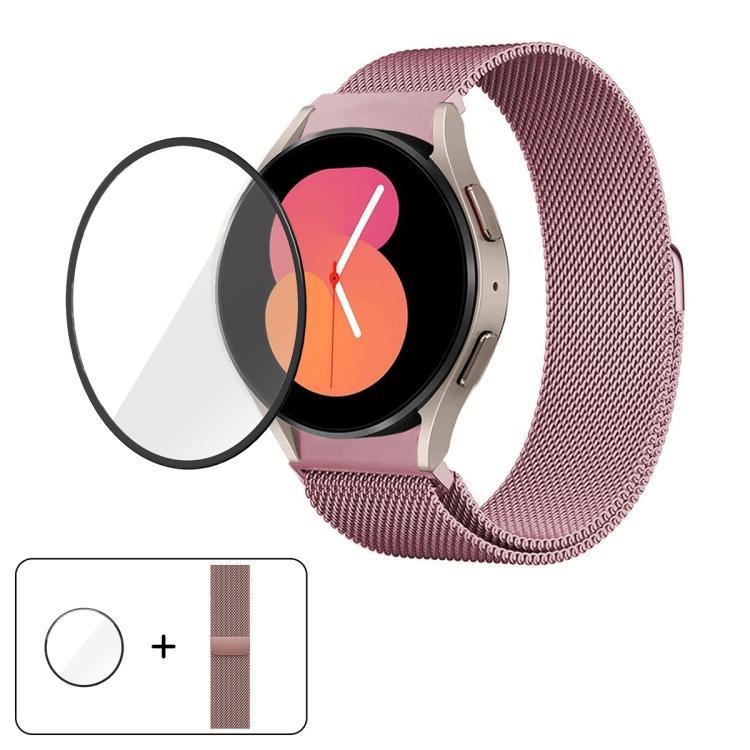 Pulseira de Relógio Milanesa Magnética em Aço Inoxidável com Filme Curvo 3D, Para Samsung Galaxy Watch4 Classic 46mm, Para Samsung Galaxy Watch4 Classic 42mm, Para Samsung Galaxy Watch5 Active 40mm, Para Samsung Galaxy Watch5 Active 44mm