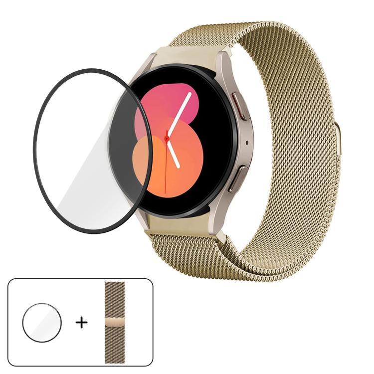 Pulseira de Relógio Milanesa Magnética em Aço Inoxidável com Filme Curvo 3D, Para Samsung Galaxy Watch4 Classic 46mm, Para Samsung Galaxy Watch4 Classic 42mm, Para Samsung Galaxy Watch5 Active 40mm, Para Samsung Galaxy Watch5 Active 44mm