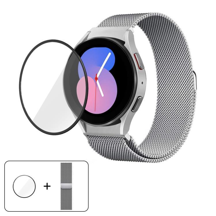 Pulseira de Relógio Milanesa Magnética em Aço Inoxidável com Filme Curvo 3D, Para Samsung Galaxy Watch4 Classic 46mm, Para Samsung Galaxy Watch4 Classic 42mm, Para Samsung Galaxy Watch5 Active 40mm, Para Samsung Galaxy Watch5 Active 44mm