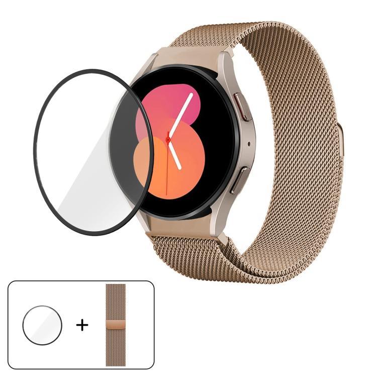 Pulseira de Relógio Milanesa Magnética em Aço Inoxidável com Filme Curvo 3D, Para Samsung Galaxy Watch4 Classic 46mm, Para Samsung Galaxy Watch4 Classic 42mm, Para Samsung Galaxy Watch5 Active 40mm, Para Samsung Galaxy Watch5 Active 44mm