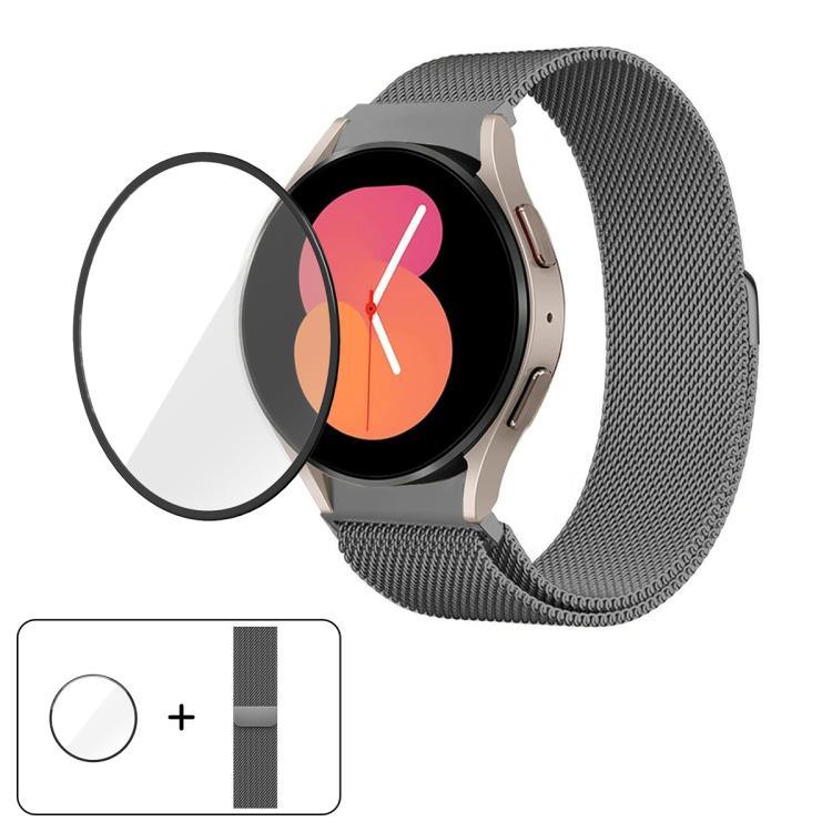Pulseira de Relógio Milanesa Magnética em Aço Inoxidável com Filme Curvo 3D, Para Samsung Galaxy Watch4 Classic 46mm, Para Samsung Galaxy Watch4 Classic 42mm, Para Samsung Galaxy Watch5 Active 40mm, Para Samsung Galaxy Watch5 Active 44mm