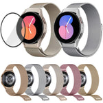 Pulseira de Relógio Milanesa Magnética em Aço Inoxidável com Filme Curvo 3D, Para Samsung Galaxy Watch4 Classic 46mm, Para Samsung Galaxy Watch4 Classic 42mm, Para Samsung Galaxy Watch5 Active 40mm, Para Samsung Galaxy Watch5 Active 44mm