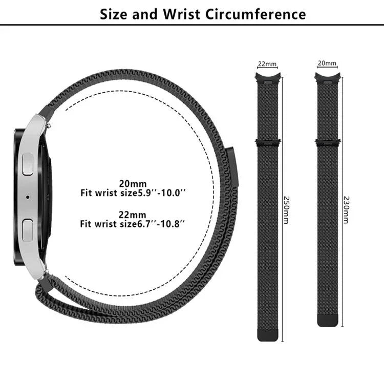 Pulseira de Relógio Milanesa Magnética em Aço Inoxidável com Filme Curvo 3D, Para Samsung Galaxy Watch4 Classic 46mm, Para Samsung Galaxy Watch4 Classic 42mm, Para Samsung Galaxy Watch5 Active 40mm, Para Samsung Galaxy Watch5 Active 44mm
