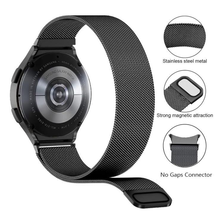 Pulseira de Relógio Milanesa Magnética em Aço Inoxidável com Filme Curvo 3D, Para Samsung Galaxy Watch4 Classic 46mm, Para Samsung Galaxy Watch4 Classic 42mm, Para Samsung Galaxy Watch5 Active 40mm, Para Samsung Galaxy Watch5 Active 44mm