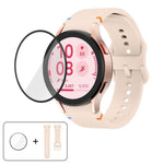 Pulseira de Relógio de Silicone com Costura Simples e Filme Curvo 3D, Para Samsung Galaxy Watch6 44mm, Para Samsung Galaxy Watch6 40mm, Para Samsung Galaxy Watch6 Classic 43mm, Para Samsung Galaxy Watch5 44mm