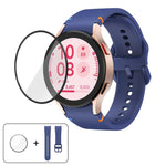 Pulseira de Silicone com Costura Simples e Filme Curvo 3D, Para Samsung Galaxy Watch4 Classic 46mm, Para Samsung Galaxy Watch4 Classic 42mm, Para Samsung Galaxy Watch5 Active 40mm, Para Samsung Galaxy Watch5 Active 44mm