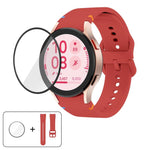 Pulseira de Silicone com Costura Simples e Filme Curvo 3D, Para Samsung Galaxy Watch4 Classic 46mm, Para Samsung Galaxy Watch4 Classic 42mm, Para Samsung Galaxy Watch5 Active 40mm, Para Samsung Galaxy Watch5 Active 44mm