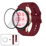 Pulseira de Silicone com Costura Simples e Filme Curvo 3D, Para Samsung Galaxy Watch4 Classic 46mm, Para Samsung Galaxy Watch4 Classic 42mm, Para Samsung Galaxy Watch5 Active 40mm, Para Samsung Galaxy Watch5 Active 44mm