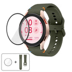 Pulseira de Silicone com Costura Simples e Filme Curvo 3D, Para Samsung Galaxy Watch4 Classic 46mm, Para Samsung Galaxy Watch4 Classic 42mm, Para Samsung Galaxy Watch5 Active 40mm, Para Samsung Galaxy Watch5 Active 44mm