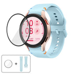 Pulseira de Silicone com Costura Simples e Filme Curvo 3D, Para Samsung Galaxy Watch4 Classic 46mm, Para Samsung Galaxy Watch4 Classic 42mm, Para Samsung Galaxy Watch5 Active 40mm, Para Samsung Galaxy Watch5 Active 44mm