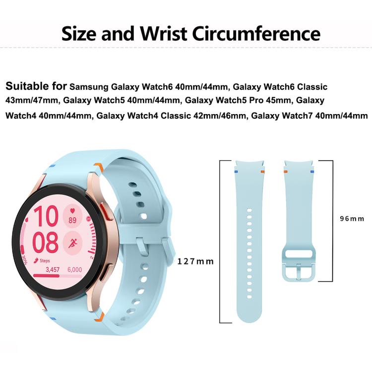 Pulseira de Relógio de Silicone com Costura Simples e Filme Curvo 3D, Para Samsung Galaxy Watch6 44mm, Para Samsung Galaxy Watch6 40mm, Para Samsung Galaxy Watch6 Classic 43mm, Para Samsung Galaxy Watch5 44mm