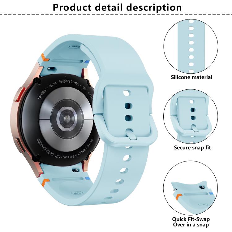 Pulseira de Silicone com Costura Simples e Filme Curvo 3D, Para Samsung Galaxy Watch4 Classic 46mm, Para Samsung Galaxy Watch4 Classic 42mm, Para Samsung Galaxy Watch5 Active 40mm, Para Samsung Galaxy Watch5 Active 44mm