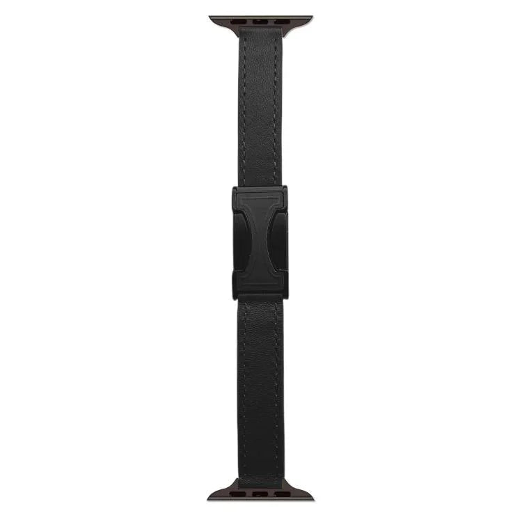 Bracelete em Pele Genuína Lisa de 14mm com Fivela Magnética, Para Apple Watch 46mm / 49mm / 45mm / 44mm, Para Apple Watch 42mm / 41mm / 40mm / 38mm