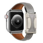 Bracelete em Pele Genuína Lisa com Fivela Magnética Pequena para Cintura, Para Apple Watch 46mm / 49mm / 45mm / 44mm, Para Apple Watch 42mm / 41mm / 40mm / 38mm