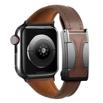 Bracelete em Pele Genuína Lisa com Fivela Magnética Pequena para Cintura, Para Apple Watch 46mm / 49mm / 45mm / 44mm, Para Apple Watch 42mm / 41mm / 40mm / 38mm