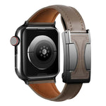 Bracelete em Pele Genuína Lisa com Fivela Magnética Pequena para Cintura, Para Apple Watch 46mm / 49mm / 45mm / 44mm, Para Apple Watch 42mm / 41mm / 40mm / 38mm