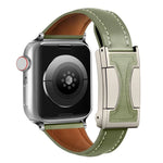 Bracelete em Pele Genuína Lisa com Fivela Magnética Pequena para Cintura, Para Apple Watch 46mm / 49mm / 45mm / 44mm, Para Apple Watch 42mm / 41mm / 40mm / 38mm